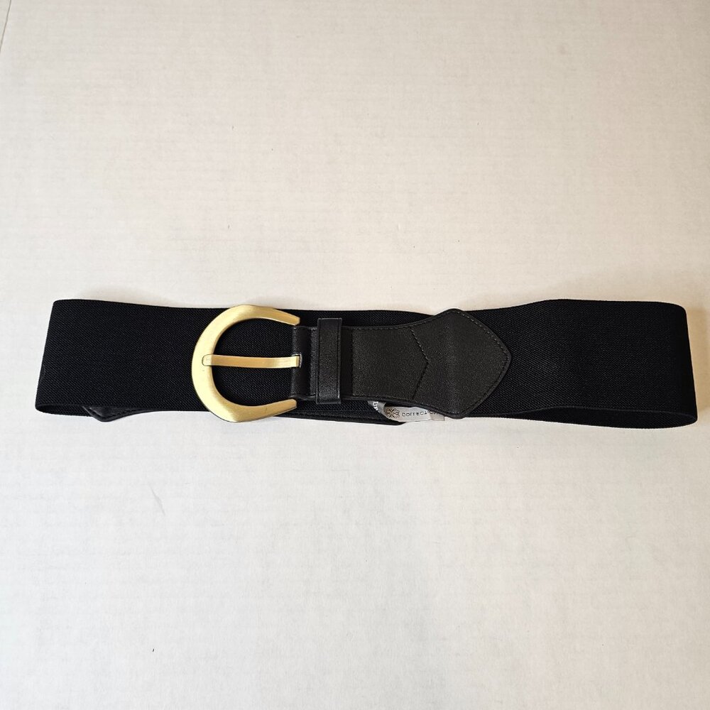 Signature Collection Size L/XL, Stretchy Accent Belt, Black & Gold tone